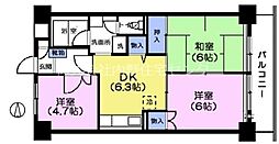 きんえいマンション 3DKの間取図画像