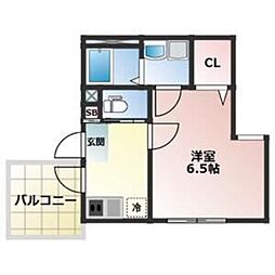 ALEGRIA津久野South 3階1Kの間取り