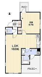 ハレモアナ大岡山 1LDKの間取図画像
