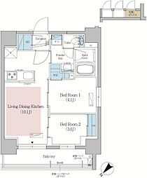 アーバネックス日本橋水天宮前 2LDKの間取図画像