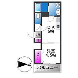 イリスコート今福南 1DKの間取図画像