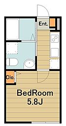 ベイルーム橋本Grande 2階1Kの間取り