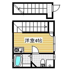 アヴニール上北沢 2階ワンルームの間取り