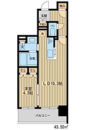 JR横浜線 新横浜駅 徒歩10分の賃貸マンション 10階1LDKの間取り