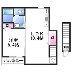 TJ松島C 1LDKの間取図画像