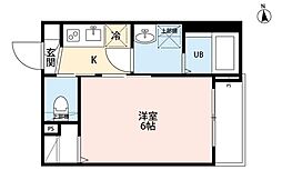 robot home 六町III(ロボットホームロクチョウスリー) 1Kの間取図画像