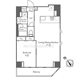 カーサスプレンディッド麻布仙台坂 11階1LDKの間取り