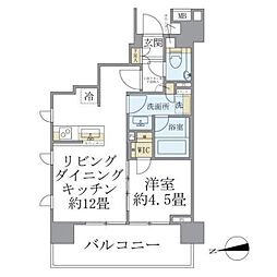 ウエリス六本木 1LDKの間取図画像