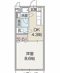 サニーヒル 1DKの間取図画像