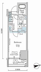 カーサスプレンディッド麻布十番 1Kの間取図画像