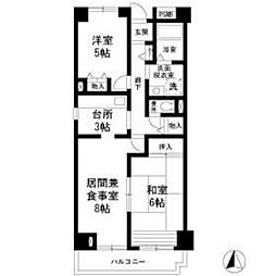 フレール綾瀬3 301 3階2LDKの間取り