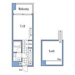RIZ高輪 4階1Kの間取り