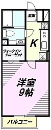 JR八高線 北八王子駅 徒歩17分の賃貸アパート 2階1Kの間取り
