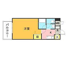 ヴィラ・フォーレ姪浜 1Kの間取図画像