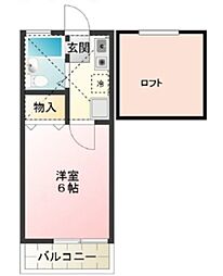 メイプルハイム 2階1Kの間取り