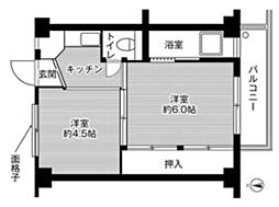 ビレッジハウス郷地3号棟 2Kの間取図画像