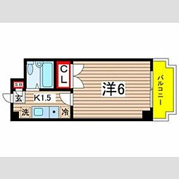 メビウスセイワ 3階1Kの間取り