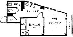 上野毛マンション 2階1LDKの間取り