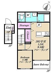 シティハイムポプラ 1LDKの間取図画像