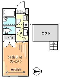 丸尾ハウス 2階1Kの間取り