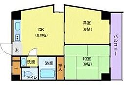 ホワイトヴィラ相模原II 2階2DKの間取り