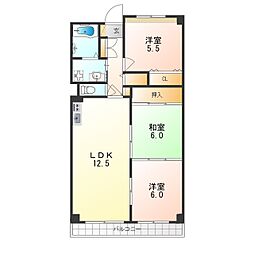 パレスコート・二条 3階3LDKの間取り