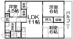 ハイブリット交北 3LDKの間取図画像