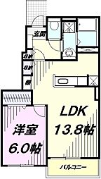メッツ　カタクリ 1階1LDKの間取り