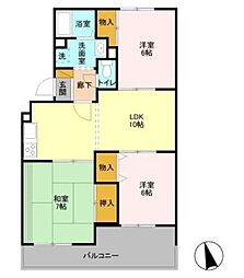 ロイヤルコート 3階3LDKの間取り