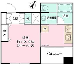 ブロッサムツクダ 2階ワンルームの間取り
