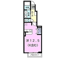 フェリーチェ 1階ワンルームの間取り