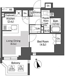 ベルビュー千代田飯田橋 9階1LDKの間取り