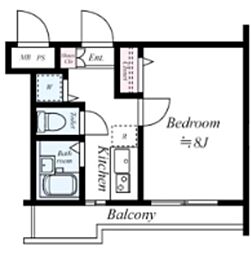 ヴィータローザ新江古田 3階1Kの間取り