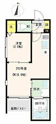 ハーモニーテラス上篠崎III 1DKの間取図画像
