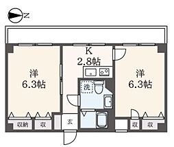リヴェール永山 2Kの間取図画像