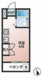 鳴海ビル 2階ワンルームの間取り