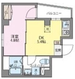 moca 9階1DKの間取り