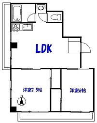 ニュー番衆ビル 2LDKの間取図画像