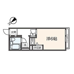 東急東横線 大倉山駅 徒歩10分の賃貸アパート 1階ワンルームの間取り