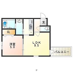 フジパレス塚本3番館 1LDKの間取図画像