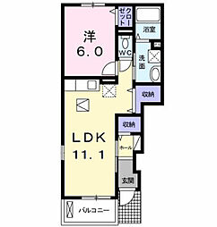 ベルジュネス1 1LDKの間取図画像