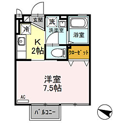 メルヴェーユ 1Kの間取図画像