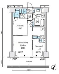 ロイヤルパークス赤羽ノース 3階2LDKの間取り