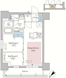 アーバネックス日本橋水天宮前 2DKの間取図画像