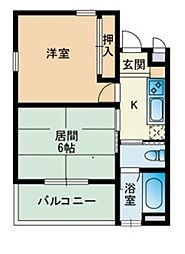 エオリアーナ 3階1Kの間取り