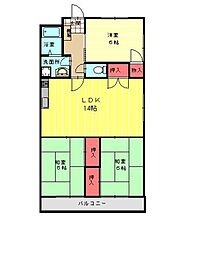 堀内ハイツ 3LDKの間取図画像