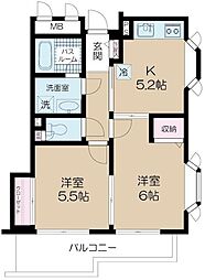 JR中央線 荻窪駅 徒歩9分の賃貸マンション 3階2Kの間取り