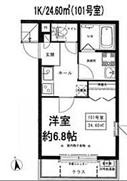 リーヴェル日暮里プレミオ 1階1Kの間取り