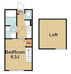 Konomi Terrace 2階1Kの間取り
