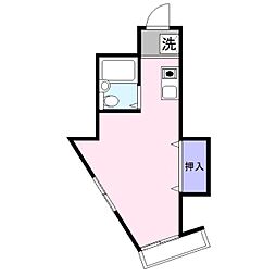 マンションシャガール 2階ワンルームの間取り